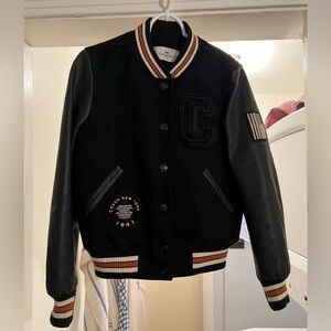 Coach Wool Striped Bomber Jacket Small